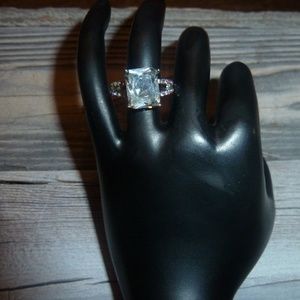 Sterling Silver 925 Princess Cut Diamond Ring  7